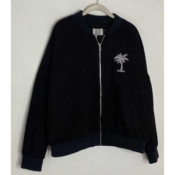 Karssen Zoe Karssen Womens Zip Front Paradise Embroidered Jacket Black Sz Large - Picture 2 of 7